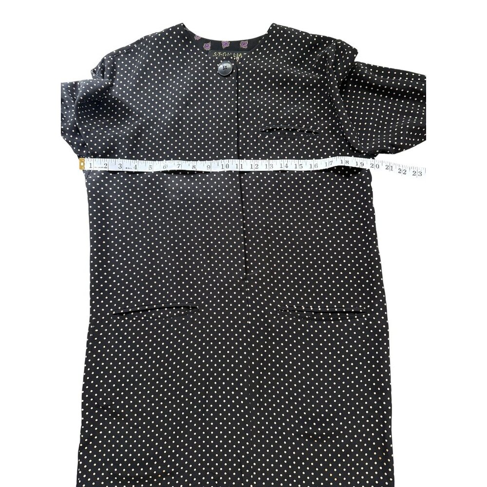 Vintage St. Gillian by Kay Unger Size 6 Dress Silk Shift Black White Polka Dot - Picture 6 of 7